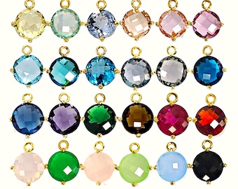 2 pcs Stunning 10x10 Circle Glass Pendants in Gold/Rhodium  setting- Perfect for Weddings and Everyday Party Elegance! P5168