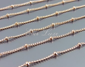Rose Gold Plated Ball Station Chain: Beaded Satellite Chain, 1 Meter
