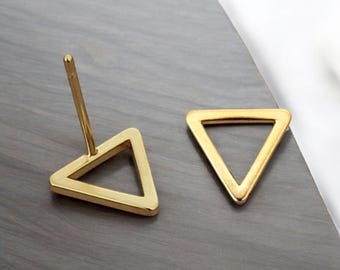 choose color 4 pcs / 2 pairs tiny 10mm triangle stud earrings, minimalist triangle earrings 1068 (matte, 10mm) choose color