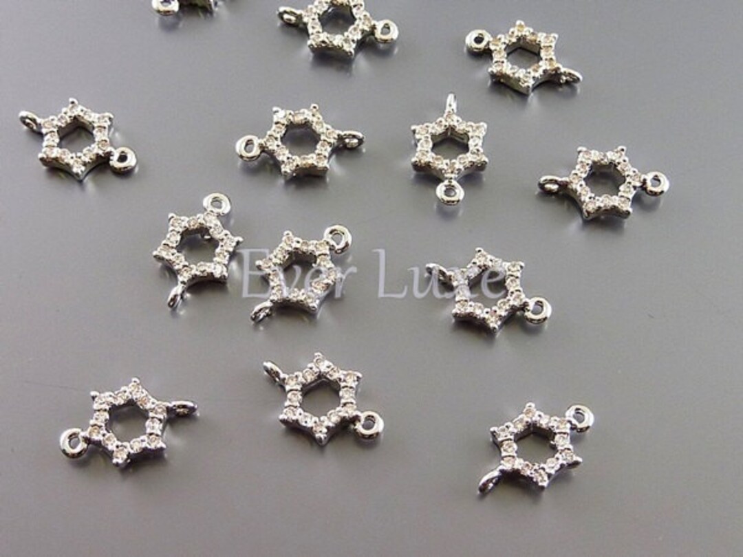 2 Tiny Star CZ / Cubic Zirconia Connectors Zircon Starburst - Etsy