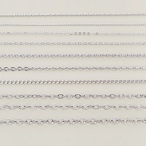 Chain Sampler 0.5m 20 in each 10 Different styles of high-quality, genuine Rhodium chains jewellery making Chain Sampler Lot-1R image 2