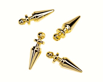 4 pcs Bright gold 17mm x 5mm spike bullet charms 16K gold finish for necklaces, earrings, jewelry making supply 1879-BG