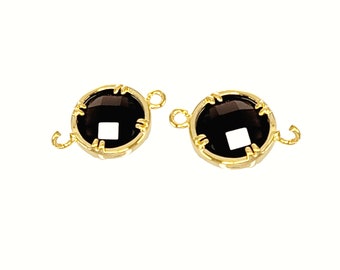 2 pcs Beautiful Black 8mm glass connectors for wholesale jewelry, perfect for summer and weddings 5014G-BL-10