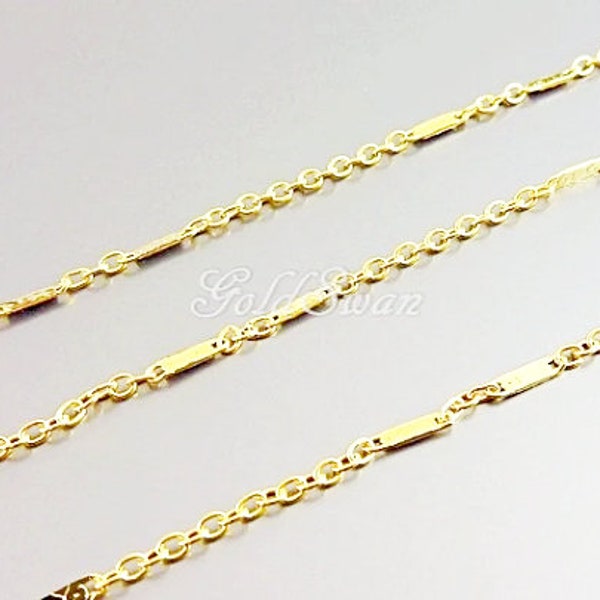 1 meter small 4mm double bar station chain, bar necklace chain, station necklace B166-BG