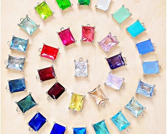 Choose Color 2 pcs High Quality beautiful faceted glass zircon charms, rectangle glass crystals, charms, necklace stone pendants P5164R