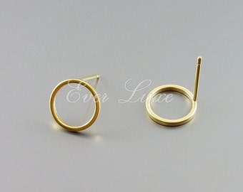 4  pcs / 2 pairs round 10mm circle stud earrings, round hoop earrings, earring making, jewelry, jewellery supplies 1071-MG-10