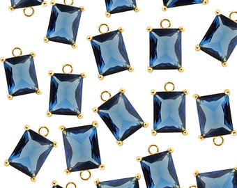 2 facettierte blaue Saphir Glas Rechteck Charms, blaue Kristall Stein Anhänger, DIY Edelstein Ohrring liefert P5164G-BS