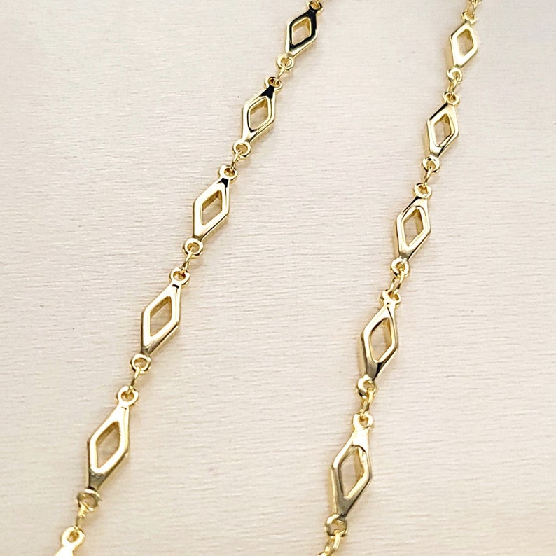 1-Foot Dazzling Design Shiny Gold Fancy Diamond Link Chain Elevate Your Creations with High-Quality Metal Chain Supplies, Design B114-BG image 3