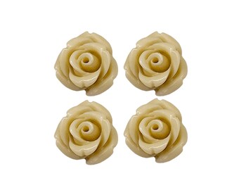 4 pcs 10mm Beige Tan color rose flower cabochons, flower cabs for rings, earrings 5027-BE