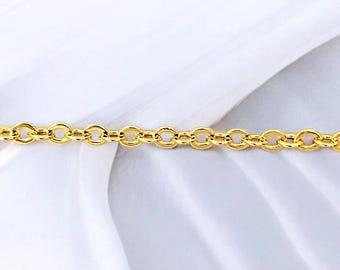 1m/10m BULK Sale discount Wholesale link Chain High-quality tarnish-resistant brass chain, 14K gold, 2.7mm x 2.2mm jewelry chain  B011-BG