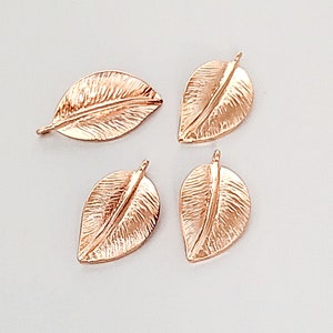 Rose Gold Leaf Charms: Matte Brass Jewelry Making (4 pc)