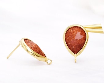 13mm x 10mm Stardust Brick Red Teardrop pear shape Earrings Glass Gold or Silver Bulk