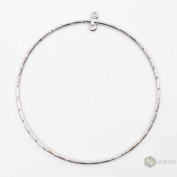 new 4 shiny silver 50mm textured hoops, simple infinity rings, geometric circles, jewelry pendant 2190-BR-50