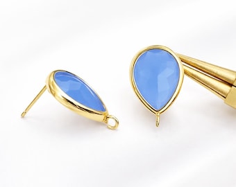13mm x 10mm Periwinkle Teardrop pear shape Earrings Glass Gold or Silver Bulk