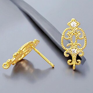 Dochais 4 Paia Orecchini A Bottone Oro - Zirconi 3A, Geometrici, Per Piercing Multipli