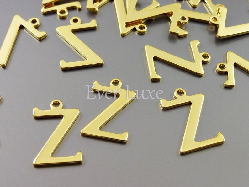 4 Letter Z charms for personalized jewelry gold jewelry name charms for jewelry making initial necklaces 1907-BG-Z image 1
