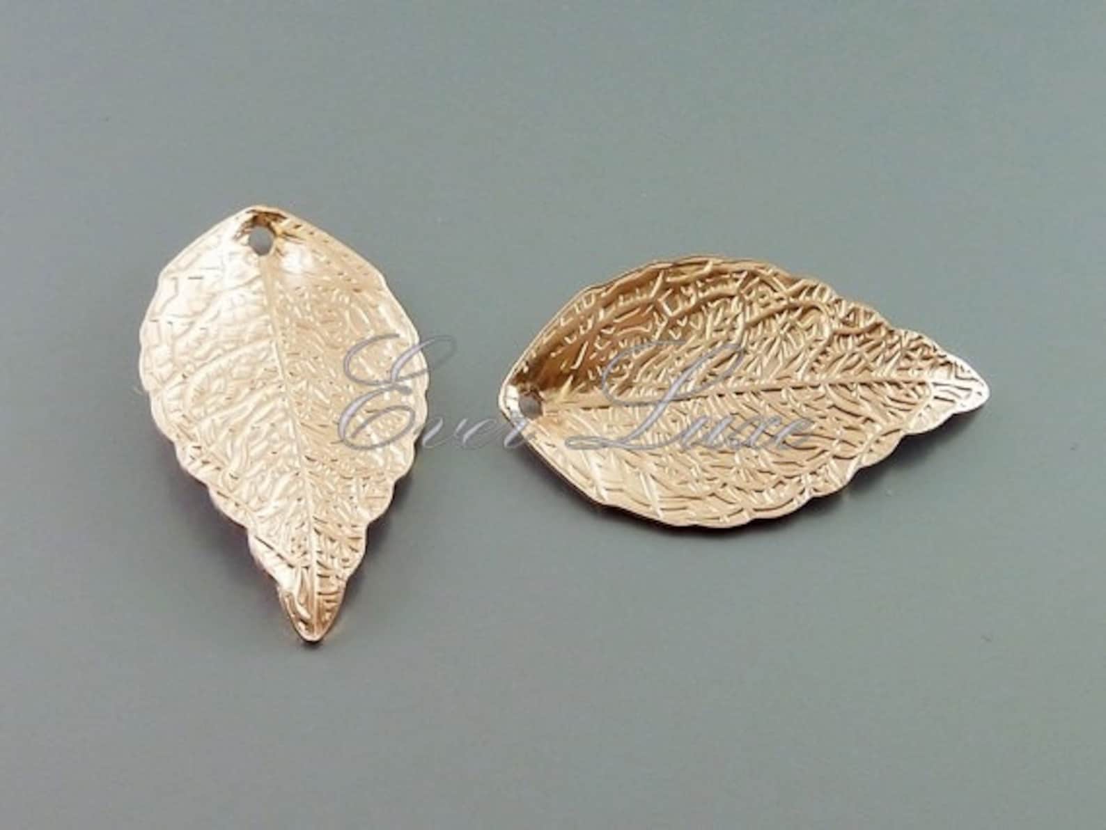 4 Matte Rose Gold Single Leaf Charms Jewelry Charms Etsy