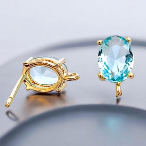 2 pieces / 1 pair aqua blue bluemarine oval shaped earrings, DIY bridal earrings 5162G-AQ