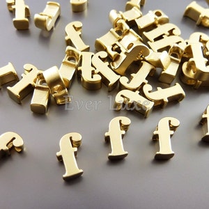 2 Lowercase letter f, matte gold initial beads, initial charms, alphabet beads, personalized jewelry crafts 1947-MG-F