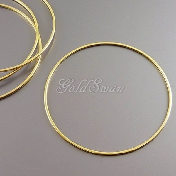 4 large 50mm shiny gold circle pendants, hoops, rings, infinity circles 997-BG-50