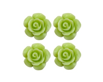 20% Clearance SALE 4 kawaii cabochon in yellow green - rose flower resin findings for ring making, earrings making 5009-YG