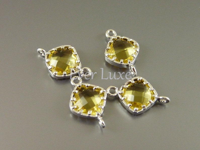 4 Kleine Topas gold gelb Diamant Form facettierte Glas Verbinder für Ohrringe Armband Halsketten 5061R-TO Bild 2