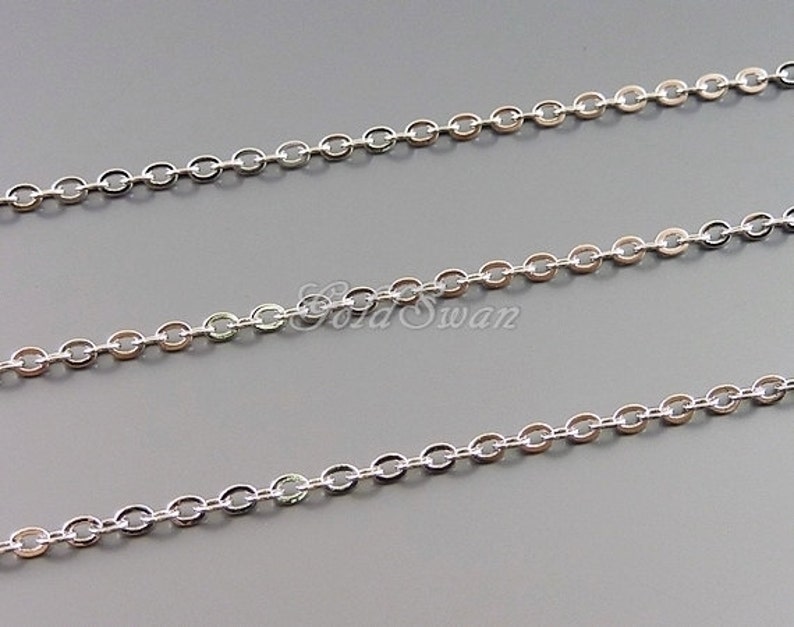 2,7 mm rodiumkabelkedja Silver smyckeskedja Lödkedja Bulkleveranser bild 3