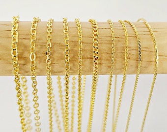 Chain Sampler 0.5m (~20in) each - 10 Different styles of 16K Gold delicate, high-quality, genuine chains jewellery making Lot-1G