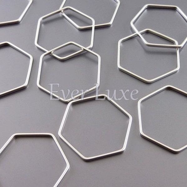 15% SALE 4 honeycomb / hexagonal 19mm metal charms for jewelry, silver jewelry making supplies, findings 937-MR-19