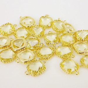 2 lemon yellow faceted square glass connectors, glass beads stones, jewelry / jewellery supplies 5055G-LM image 4