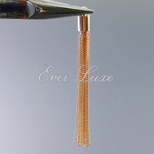 2 shiny rose gold multiple strand chain tassels, tassel pendants, make tassel earrings, tassel necklace 1994-BRG