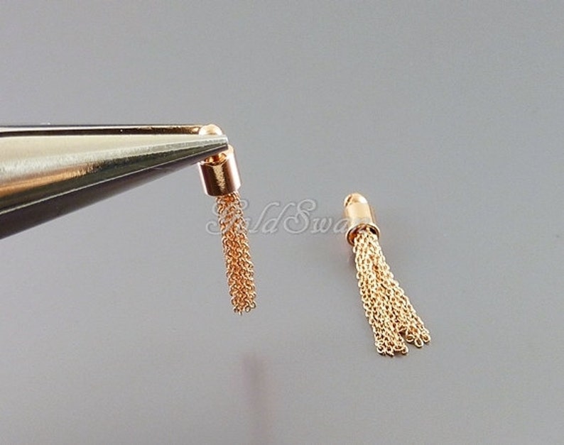 small brass metal chain tassels 20/% SALE 4 rose gold tiny chain tassel charms rose gold jewelry tassel pendants 2076-BRG