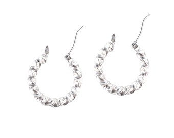 1 pair (2 pcs) Bright Rhodium Twisted Simple metal basic hoop earrings supply, add charms, tessels 1578-BR