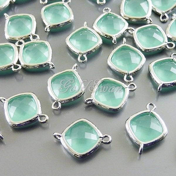 2 turquoise mint sieraden links met kristallen glazen kralen - geweldig voor bungel oorbellen en mintgroene ketting 5063R-MT