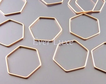 Matte Rose Gold Honeycomb Charms: Brass Geometric Pendants (19mm)