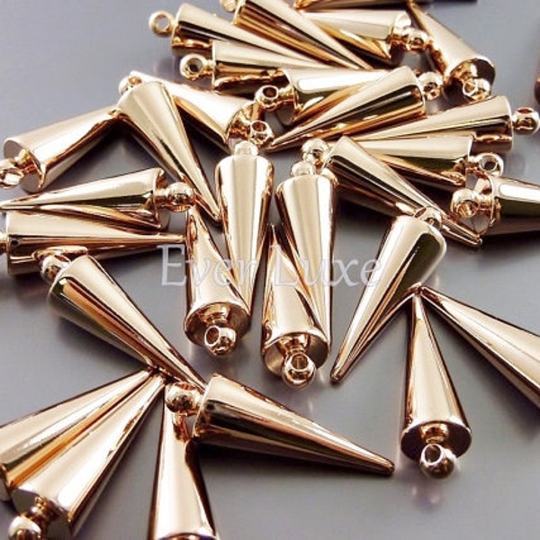 4 SHINY rose gold 20mm x 6mm spike bullet charms, metal findings, statement jewelry supplies 1875-BRG