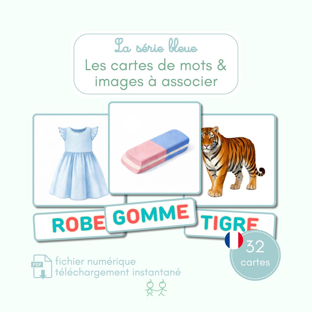 Montessori Picture and Word Matching – Phonics First Words – Blue ...