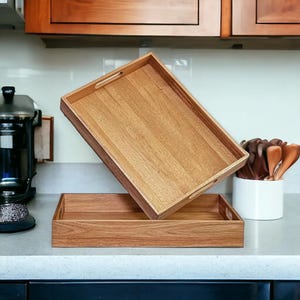 Wood trays with handles, Set of 2, Serving Tray, Wood Serving Tray, Wedding Gifts, New Home Gifts, Newlywed Gifts Serving Tray