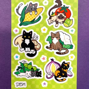 Veggie Cats Sticker Sheet