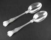2 Antique Serving Spoons 8 7 8 quot Kings Pattern C H EP Vintage English Silverplate Set