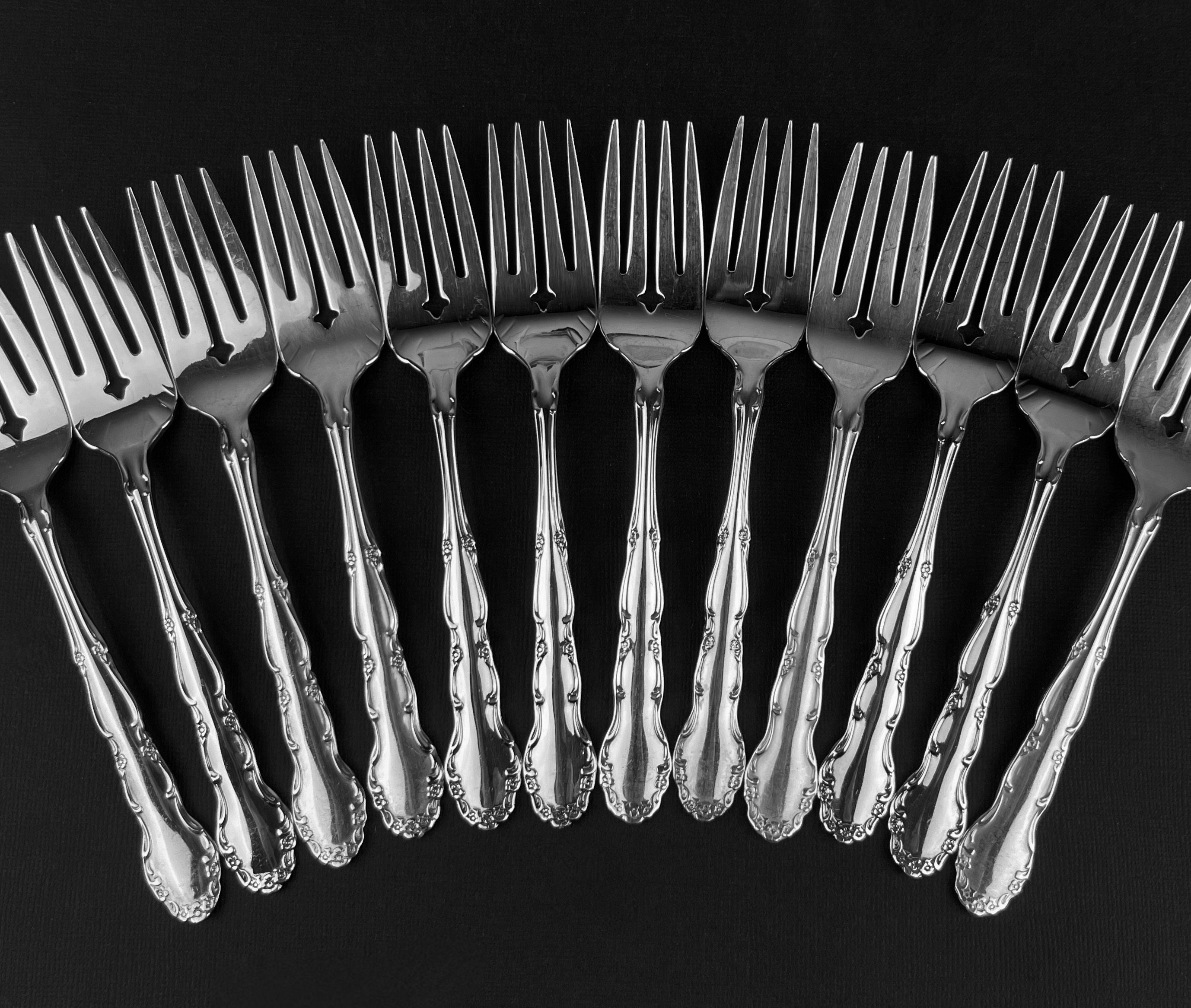 Cubiertos Oneida CHERBOURG De Acero Inoxidable (EE.UU.) - Plata Floral - ¡Tú Eliges Las Piezas!