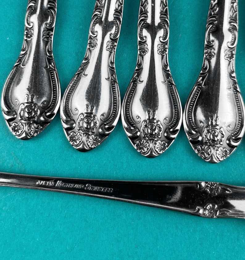 8 X Iced Tea Spoons Northland Stainless Korea Madison House Pattern Mid ...