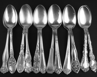 Set 12 Antique Silverplate Teaspoons - Mix n Match - 100+ Year Old Vintage Spoons