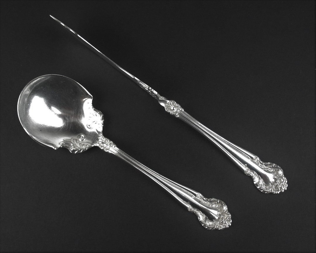 Antique Twisted Butter Knife Sugar Spoon Cedric 1906 Pattern Made by Wm