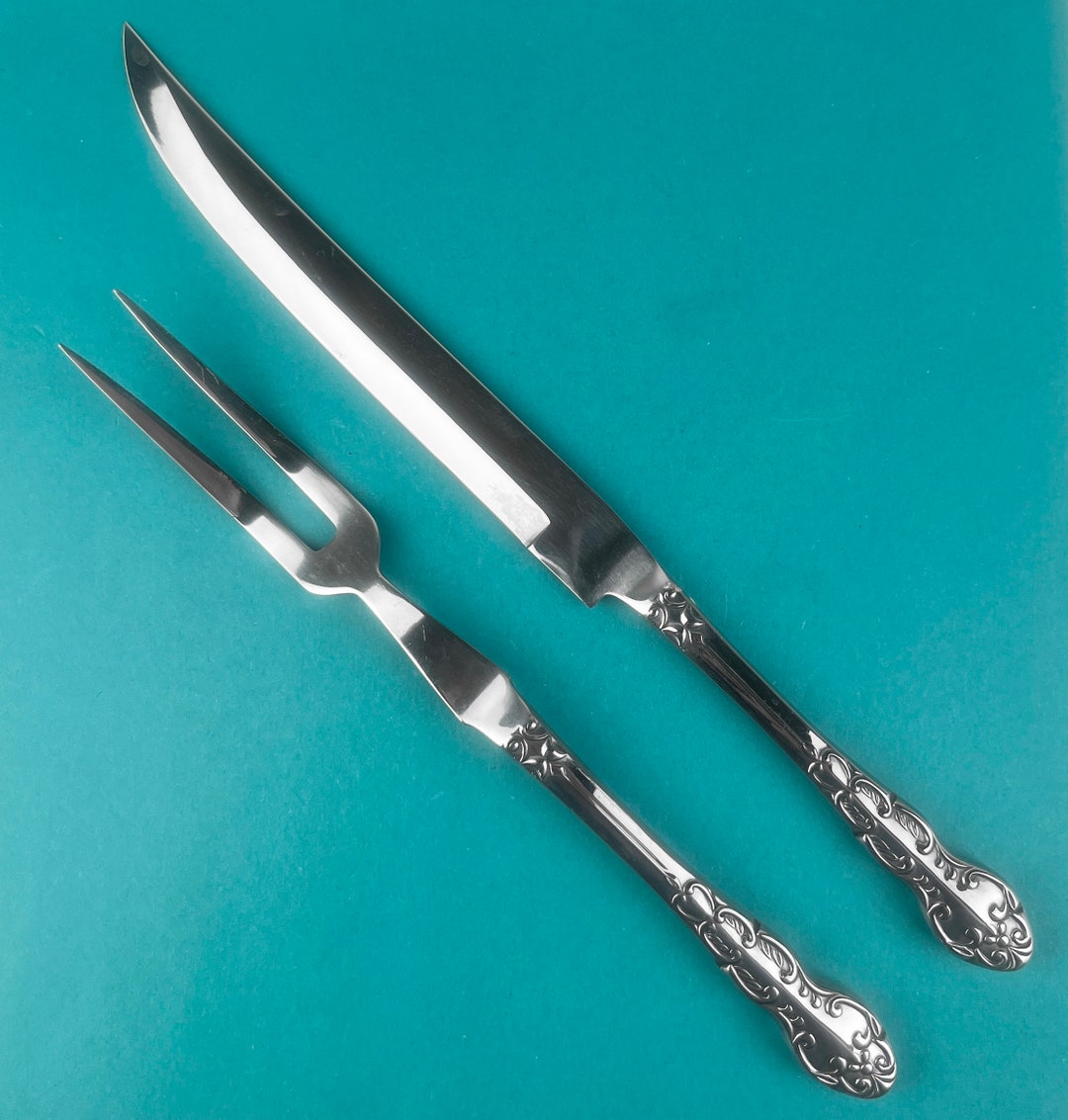 Retro Carving Knife Fork Set Vintage National Stainless Nancy Pattern