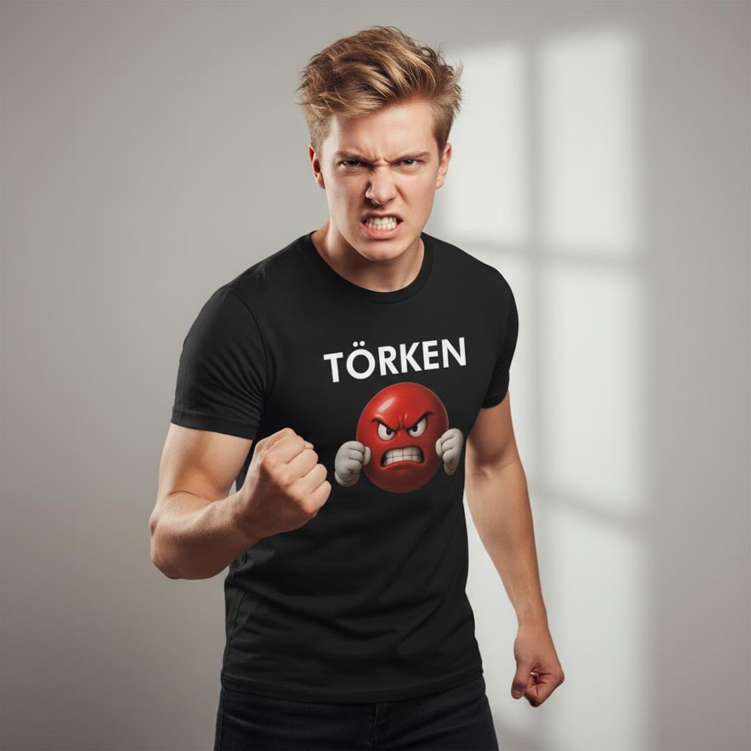TÖRKEN Angry Emoji T-shirt, Funny Meme Shirt, Viral Expression Tee ...