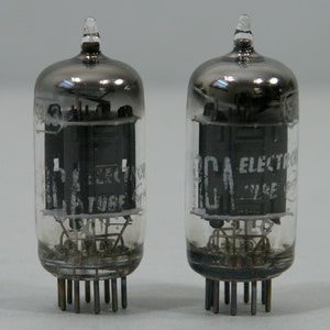 Vintage Pair 5963 Vacuum Tube RCA 1956 Black Plate ~ 12AU7 Variant ~ Tested Strong NOS 125-136%