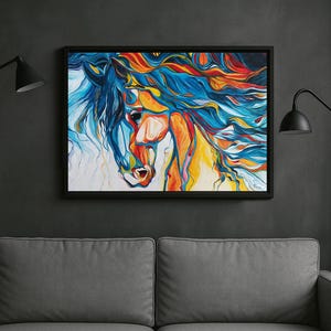 Original Acrylic Vibrant Abstract Colorful Horse Art Handmade Portrait Painting Animal Wall Decor Modern Unique Gift For Horse Lover