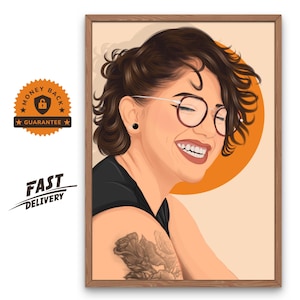Ilustración sin rostro, pintura digital de pareja, retrato de dibujos animados realista, impresión única de decoración del hogar, regalo de retrato de cumpleaños personalizado para él