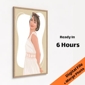 Portrait personnalisé détaillé avec oeil et dessin numérique réaliste Portrait artistique personnalisé dessiné à la main pour cadre ou carte avec l'amour pour elle
